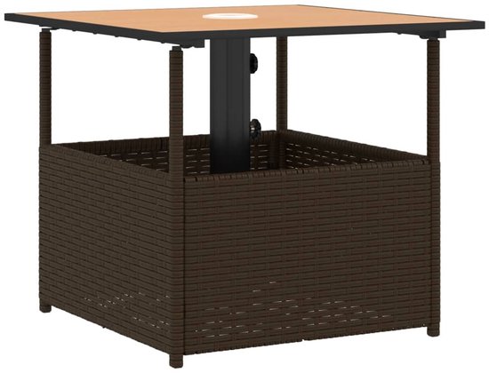 Patiotafel Tuintafel Balkontafel  94 X 94 Cm  Gemaakt Van Koolstofstaal Vierkante Eettafel Voor Buiten Tuin Patio Tuin Veranda Waterdicht Met Parasolgat Draagvermogen 68 Kg Zwart P 010740333267