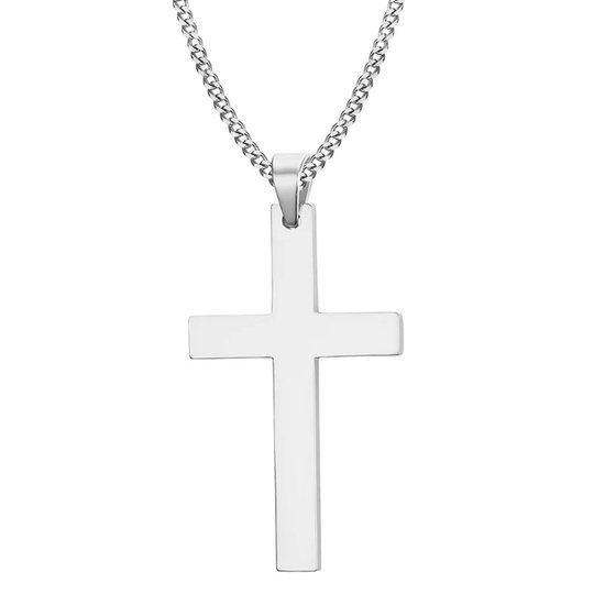 Collier Croix Sorprese Homme - Argent - 60 cm - Argent 3 x 2 cm - Tendance et Élégant - Modèle W