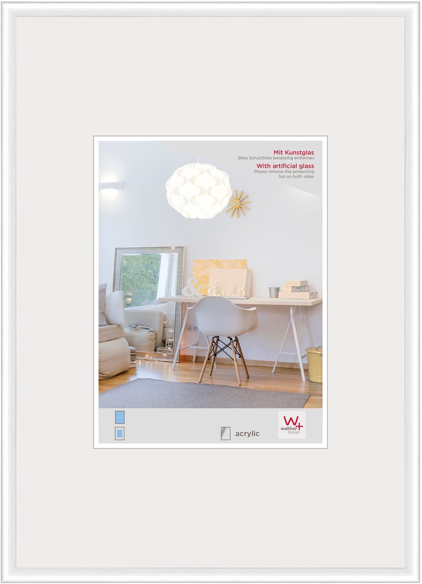 Walther New Lifestyle - Kunststof lijst - Fotoformaat 40x50 cm - Kunstglas - Wit