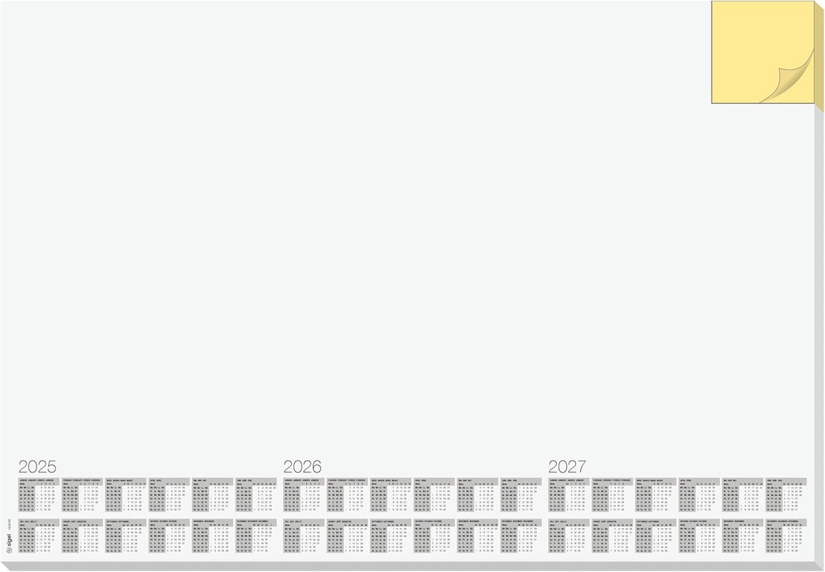 Papieren bureau-onderlegger met notitieblok en kalender voor 3 jaar - Extra Groot (DIN A2) - 30 Vellen