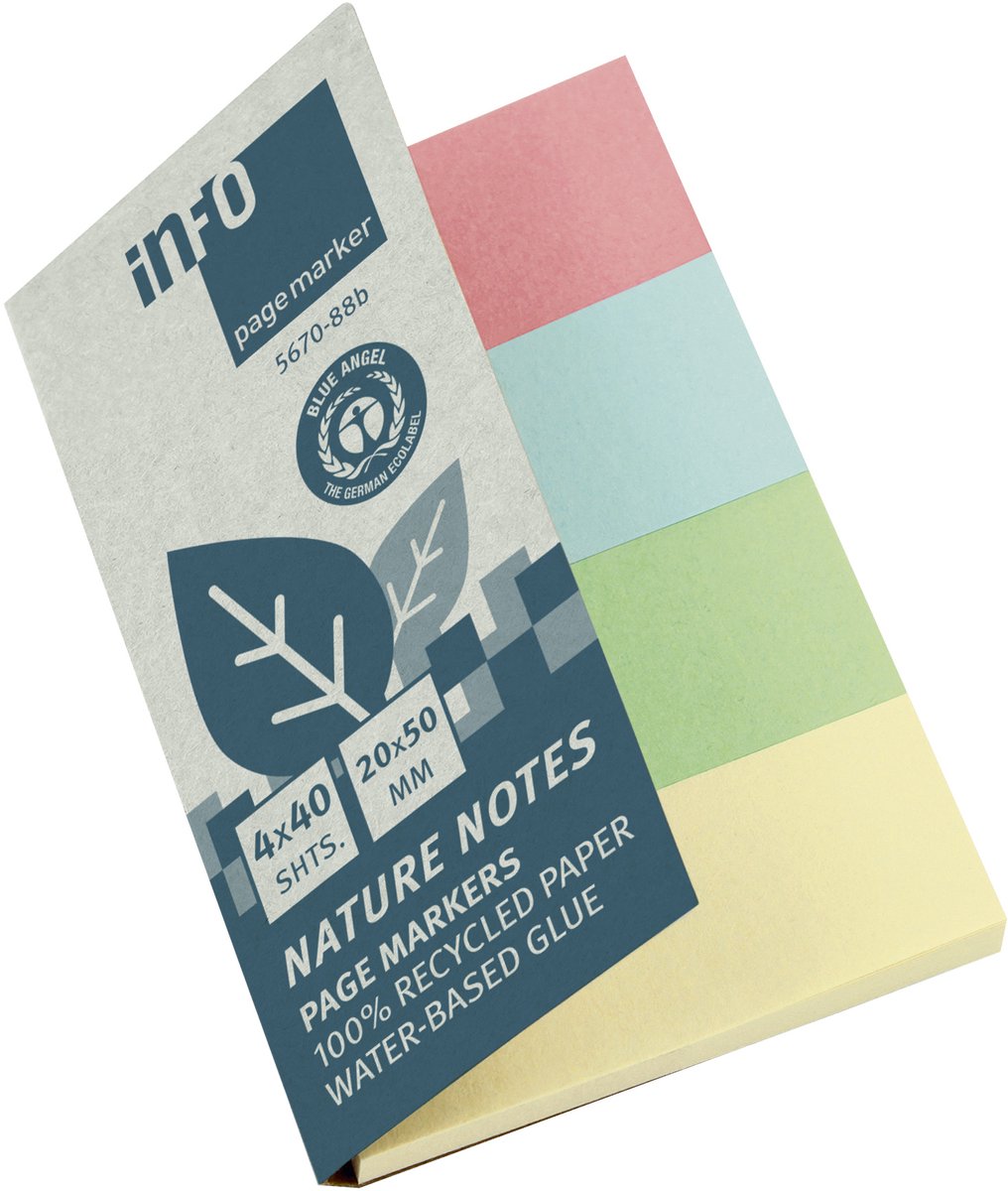 Info Notes page markers - 20x50mm - 4 kleuren - recycled papier - index tabs - IN-5670-88B
