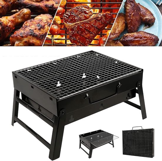 IBBO® - Opvouwbare BBQ -Draagbare opvouwbare grill met rooster -Portable Vouw Barbecue - Festival BBQ - Camping - Tafel - Zomer - Rechthoekig - 40 x 27 x 20cm - Zwart van IBBO — afbeelding 3