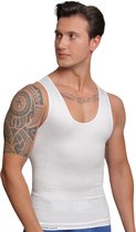TAFUER - Hommes Shape Wear Compression Forte Debardeur - Maillot de Corps Gainant - Sans Manches - Blanc - XL