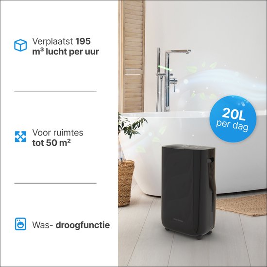 Luchtontvochtiger en Luchtreiniger - 16L - HEPA filter - 240W - Wit - Vivid Green (8720989001141