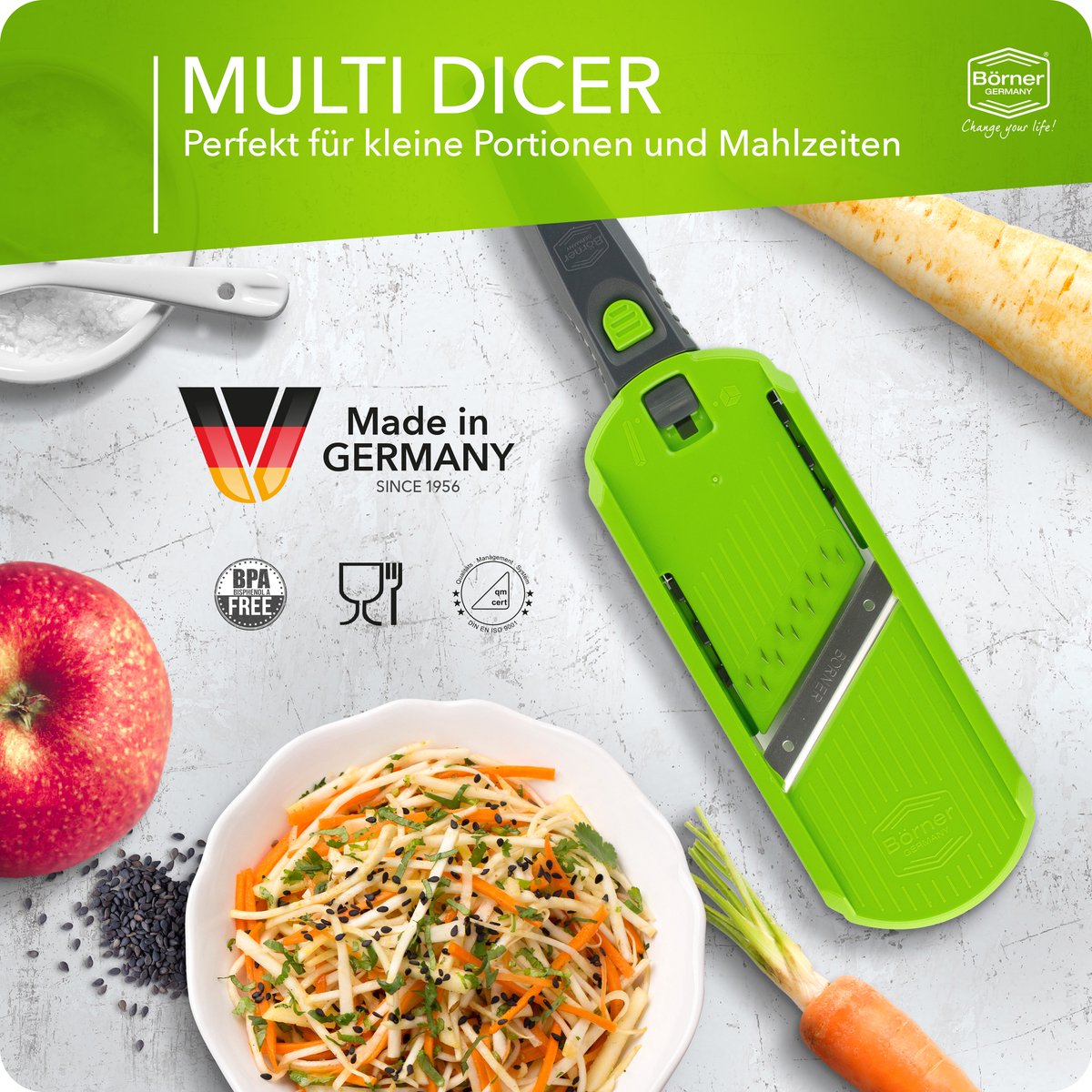 Börner Multi Dicer met Food Holder - Groentesnijder en Rasp - Groen
