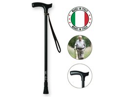MQ Wandelstok Verstelbaar 55-94 cm voor volwassen en senioren - Zwart - Inschuifbaar met ergonomisch handvat - Met antislip voet voor extra veiligheid en stabiliteit - Ultralicht materiaal met ondersteuning tot 110kg