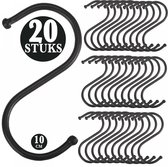 20 Stuks - Zwart Metaal S Vormige Haken - 10cm Lengte - Ophanghaken - Haakjes voor Keuken, Badkamer & Tuin - Kledinghangers - Jashaak Hangers - Handdoekhaakjes - Keukengerei Organizer Haak - Kapstok S-haken - Vleeshaken - Muurhaak