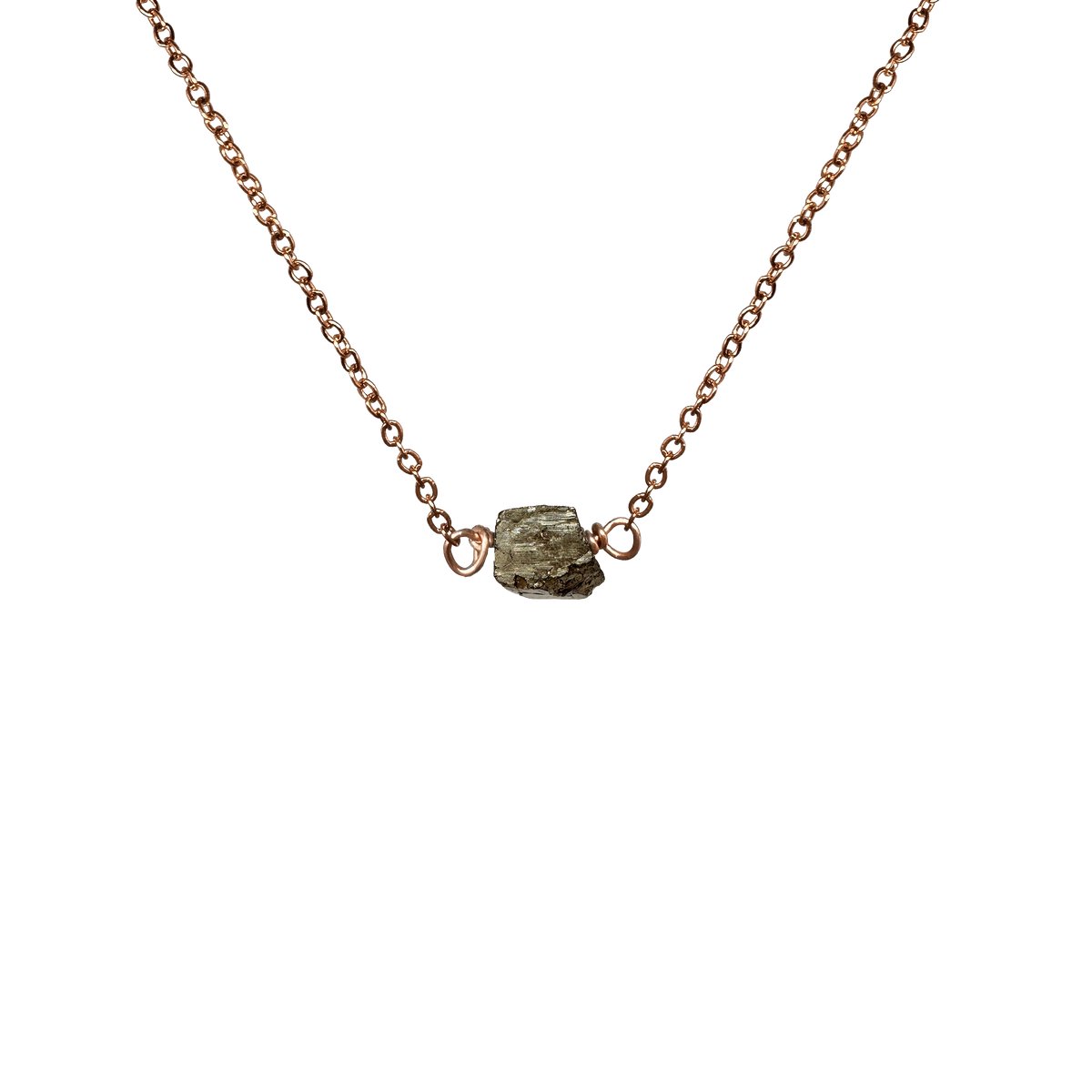 Pyriet edelsteen ketting dames - Sieraden - Roestvrij staal ketting - Rose goudkleurige ketting - 45cm + 5cm - Perfecte cadeau voor je dierbaar