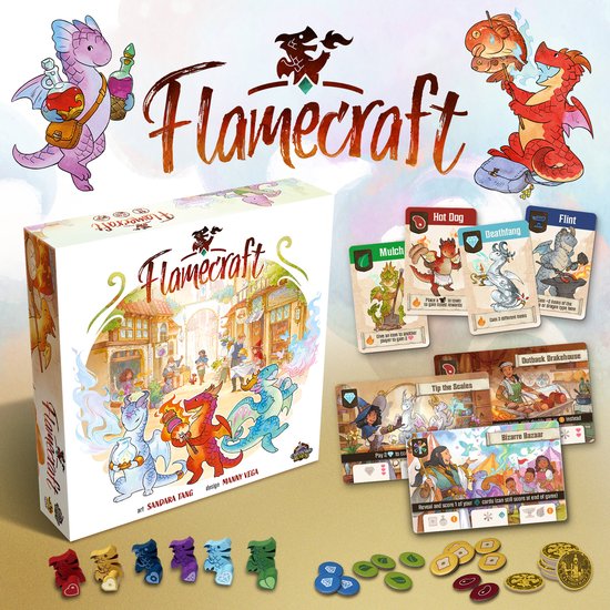 Wancelot Flamecraft Bordspel - Voor 1-5 spelers - Met Neoprene Town Mat