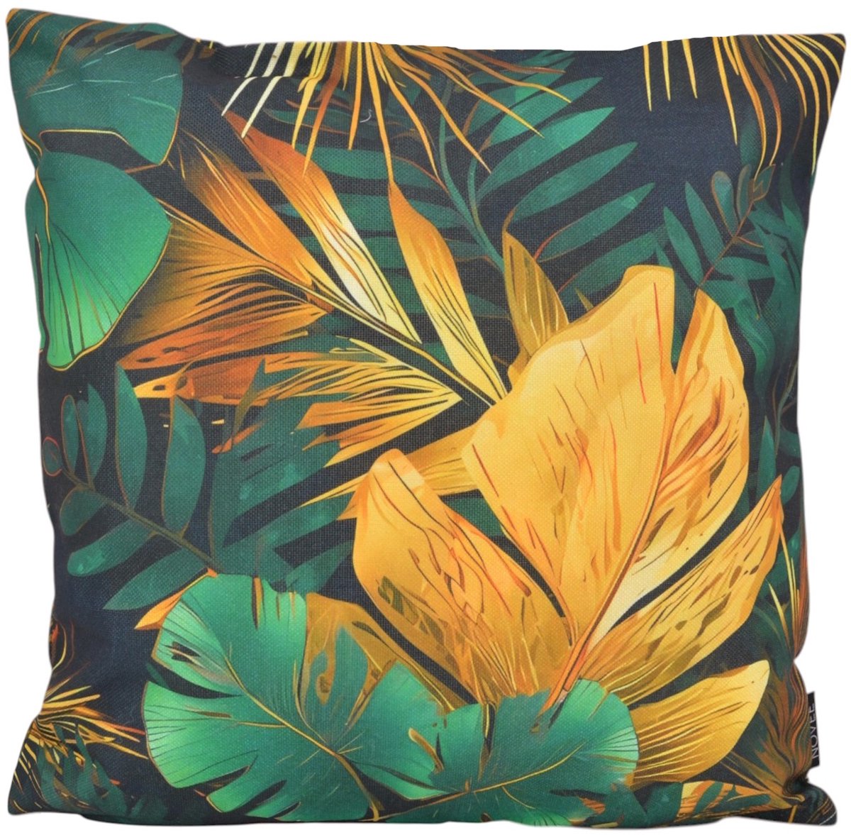 NOVÉE Palm Jungle #2 Kussenhoes | Outdoor / Buiten Collectie | 45 x 45 cm | Katoen/Polyester geel-groen
