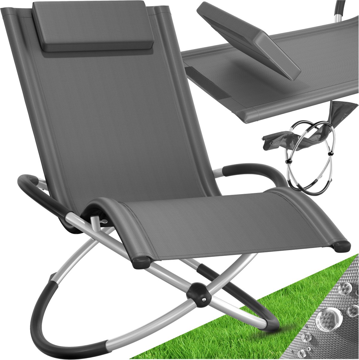 Bol.com tectake® Outdoor schommelstoel - Opvouwbaar - Weerbestendige ligstoel - Relaxligstoel - Draagvermogen tot 150 kg - Ergon... aanbieding