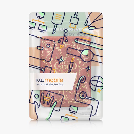 kwmobile e-reader hoesje geschikt voor Kobo Clara BW / Colour hoes - E reader flip case met magnetische sluiting - Ereader cover - Sprookjesboek design in geel / oranje / rood van Merkloos — afbeelding 4