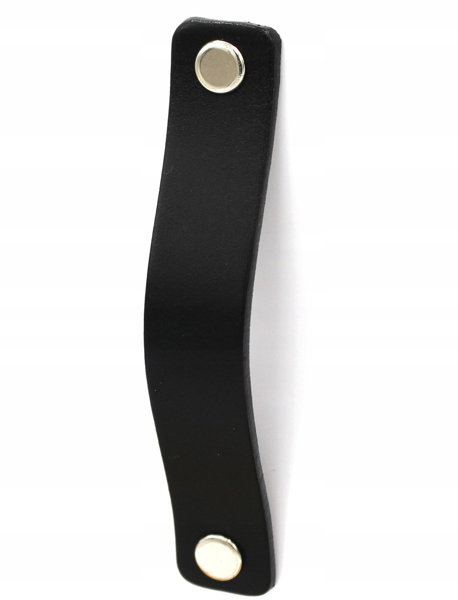 Black Tree No.96 – Leren Meubelgreep – Zwart Leer – 96 mm Hartafstand – Handgemaakt