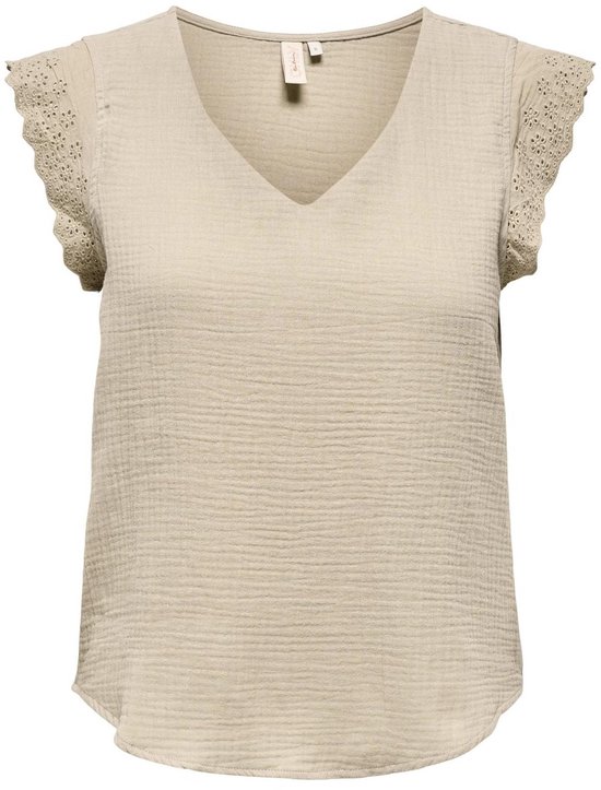 Only T-shirt Onlthyra Sl Mix Top Wvn 15292918 Oxford Tan Taille Femme - XS