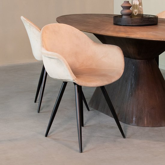 LABEL51 Chaise de salle à manger Forli - Naturel - Velours