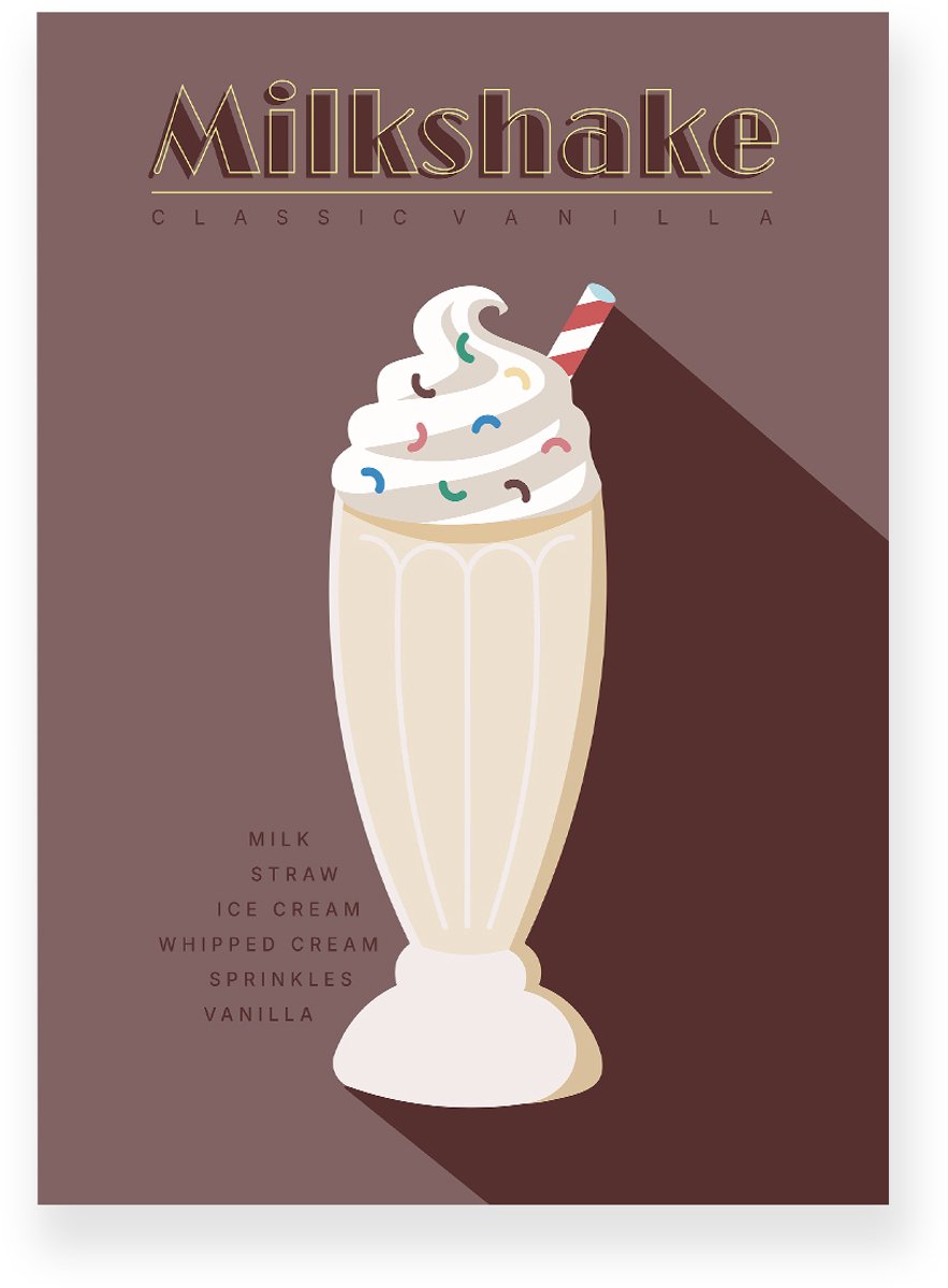 Yisual Aluminium plaat 20x30 cm - Poster - Vanille Milkshake - Beige - Bruin - Retro - Art deco - Muurdecoratie - Wanddecoratie