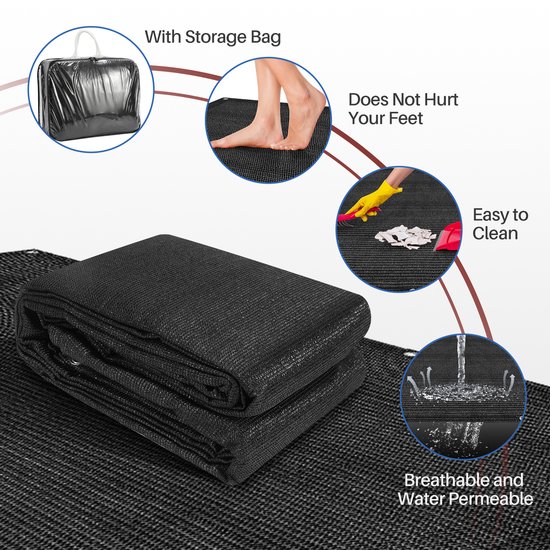 Voortent tapijt campingtapijt Voortenttapijt Zwart Tenttapijt campingdoek Tenttapijt - HDPE Tapijt - 250x400CM — afbeelding 2