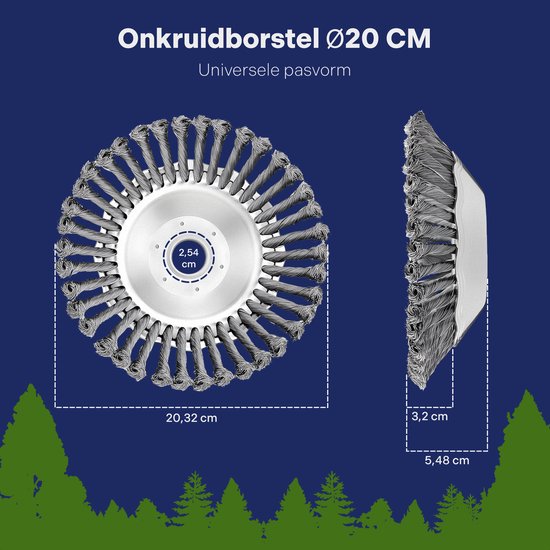 Universele Stalen Onkruidborstel voor bosmaaier electrisch en benzine inclusief montageset - 20 CM- Voegenborstel - Onkruidverwijderaar - Onkruid verwijderen - Oppervlakte behandeling - Ontroesten - Verf strippen - Ontkalken van Merkloos	 — afbeelding 4