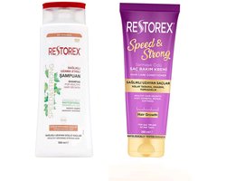 Restorex - Speed & Strong Haarverzorging set - Shampoo 500ml + haarconditioner 250 ml- voor droog haar - Herbal shampoo - Bio shampoo - Conditioner - haarverzorging