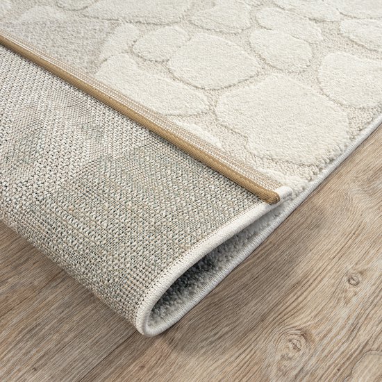 the carpet Elisa – Rond Kinder Vloerkleed & Speelkleed voor Kinderkamer – Onderhoudsvriendelijk & Duurzaam – Crème – 120 cm rond