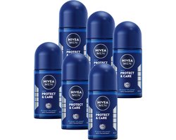 NIVEA MEN Protect & Care Deo Roller - 48 uur bescherming - Mild en verzorgend - Alcoholvrij - Voordeelverpakking -6 x 50ml
