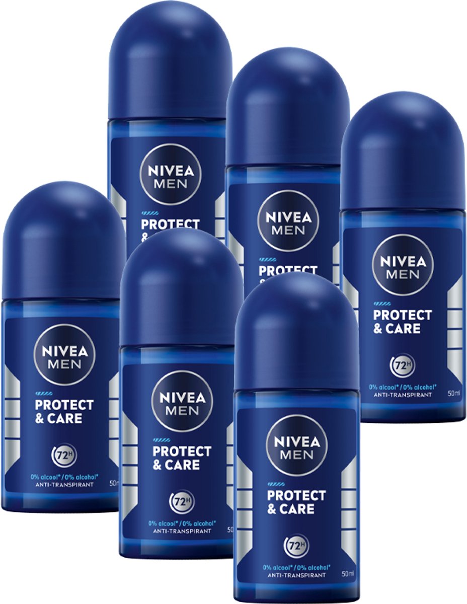 Goedkoopste NIVEA MEN Protect & Care Deodorant Roller - 48 uur bescherming - Mild en verzorgend - Alcoholvrij - 6 x 50ml - Voordeelverpakking
