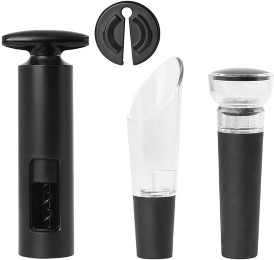 FBBULES Luchtdruk Pomp Kurkentrekker Set, Wijnflesopener met 2 Herbruikbare Metalen Wijnfles Stoppers, Draagbaar & Praktisch voor Thuis, Feestjes, Restaurants, Cadeau voor Wijnliefhebbers
