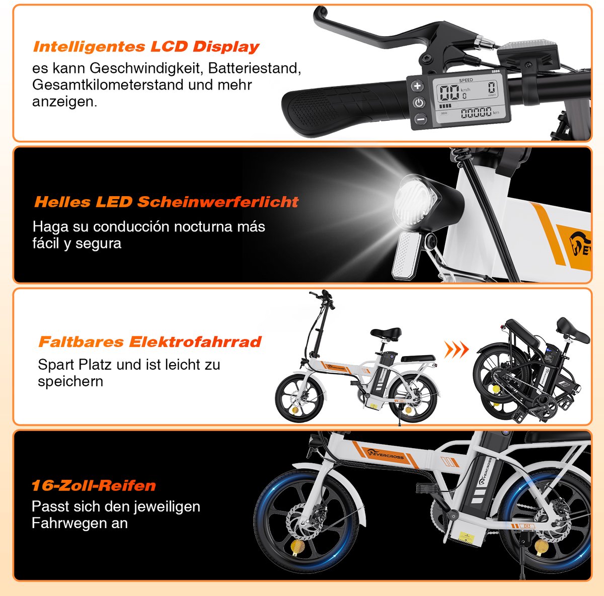 Evercross EK5 - Opvouwbare E-fiets thumbnail 3