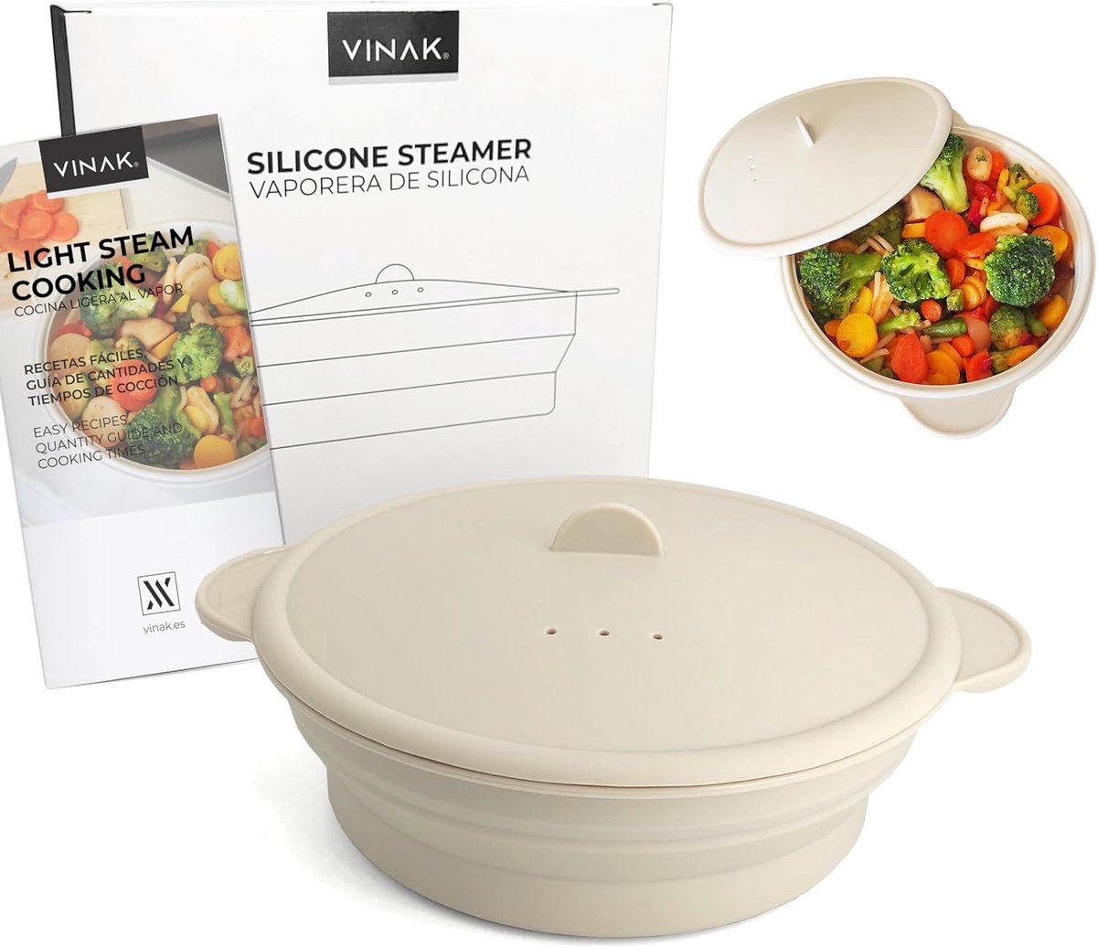 Siliconen Stomer voor Magnetron en Oven | 1200 ml Opvouwbare Stoomkoker voor Gezond Koken