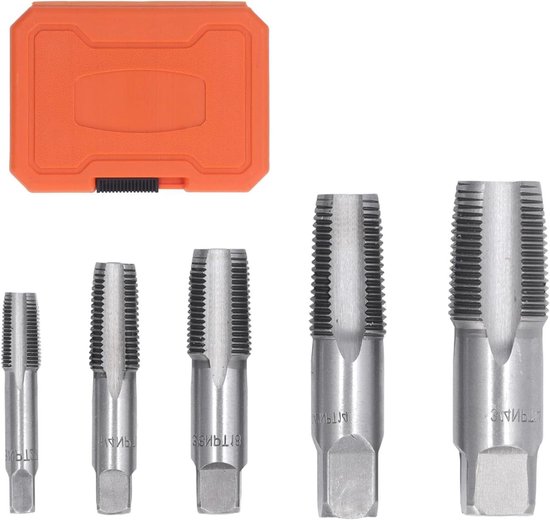 6 Stuks NPT Pijp Tap Set 1in 3/4in 1/2in 3/8in 1/4in 1/8in Koolstofstaal Hand Threading Sanitair Tap Set voor Draadverwerking
