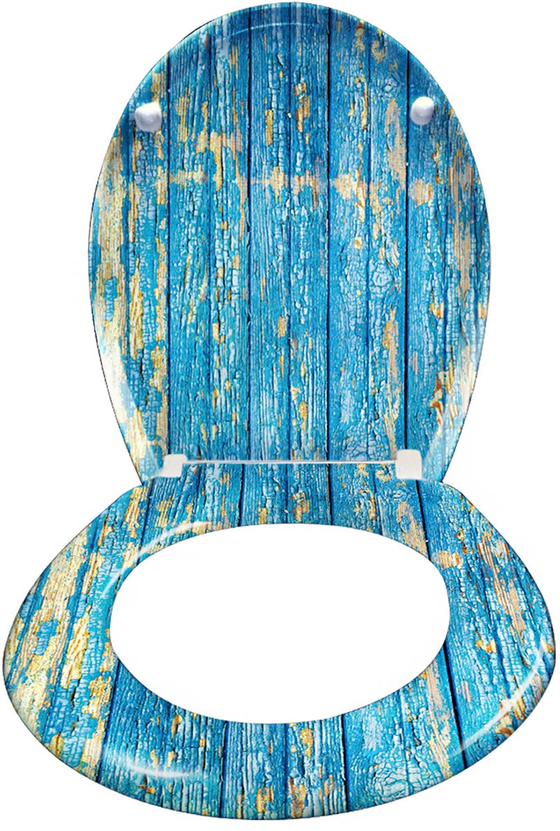 Toiletbril toiletafdekking verlagen automatische verlaging met een verlaging en softclose, universele maat toiletbril gemaakt van hard plastic toiletdeksel gemaakt van thuroplast (blauwe planken)