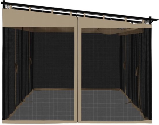 Gazebo avec parois latérales grillagées 6x3 m acier taupe