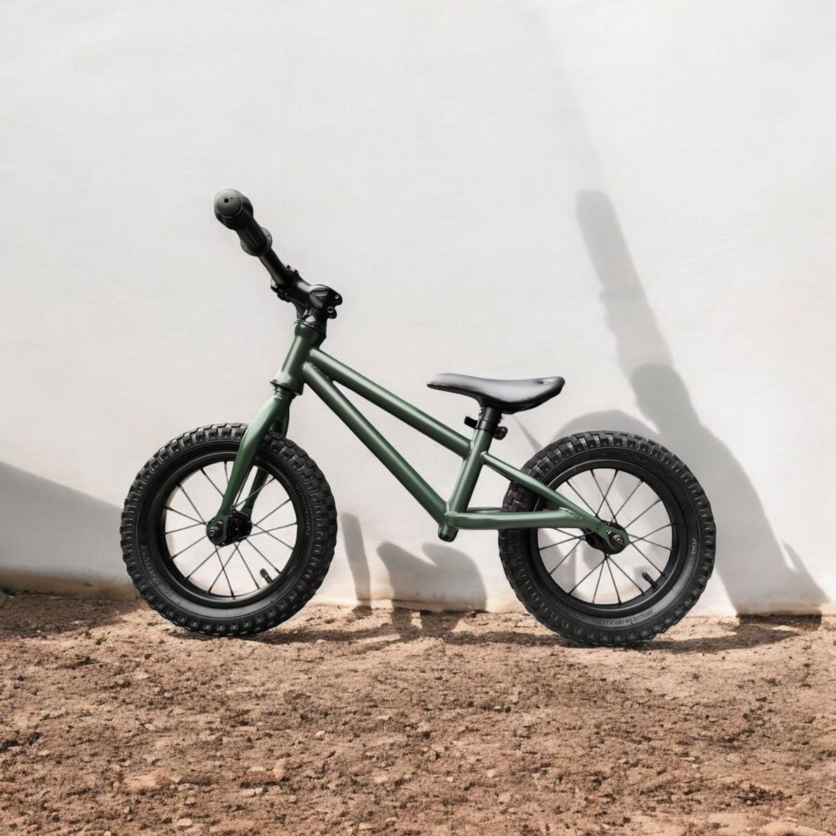 Jobber – Fatbike Loopfiets 2 jaar – Loopfietsen 12inch - Mat Groen — afbeelding 3