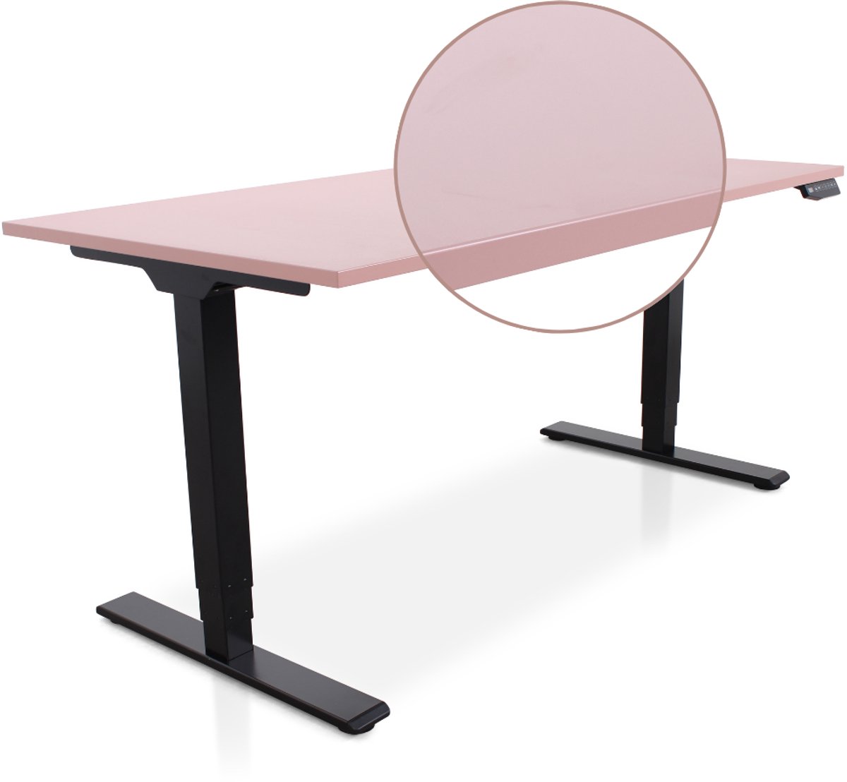 Multi Ratio Lineaflex MRC COMFORT Zit-Sta Bureau – Elektrisch Verstelbaar – 180x80 cm – Blad Dusty Rose – Zwart Frame – ARBO Norm NEN-EN 527 – Met memorybediening – 100 KG Draagvermogen – 130 cm Hoog