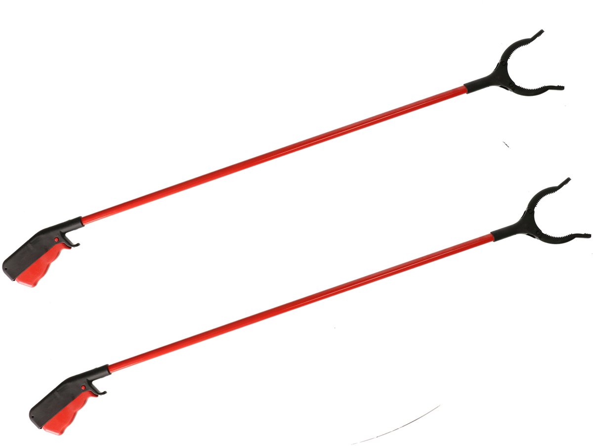 Goedkoopste Afvalgrijper/vuilnisgrijper met lange steel - 2x stuks - 83 cm - zonder te bukken - oppaktang