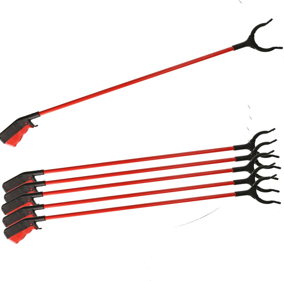 Goedkoopste Afvalgrijper/vuilnisgrijper met lange steel - 6x stuks - 83 cm - zonder te bukken - oppaktang