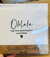 Aperitiefservetten Ohlala tijd voor gezelligheid en bubbels. 2 pakjes van 15 stuks