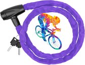 Chaîne antivol Famanu pour vélo, mot de passe à 5 chiffres, chaîne de 4 mm d'épaisseur, housse de protection en tissu, haute sécurité, antivol pour vélo et moto, violet, 4 mm