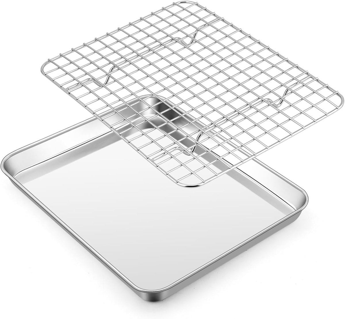 Bakplaat met Afkoelroosterset - Vaatwasmachinebestendig - 1 stuk - Roestvrij staal - 26,5 x 20,5 x 2,5 cm