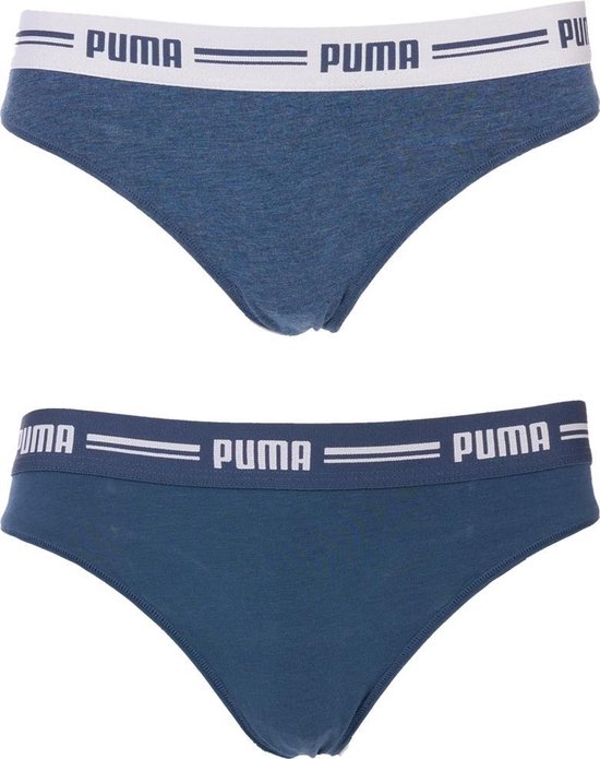 Puma - Dames - 2-pack Iconic String Wit / Grijs Melange - Blauw - L |  bol.com