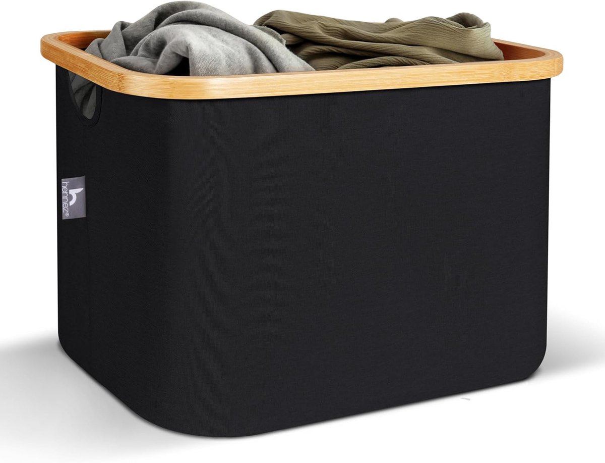 Opvouwbare Wasmand 40 Liter - Organizer voor Was - Zwart