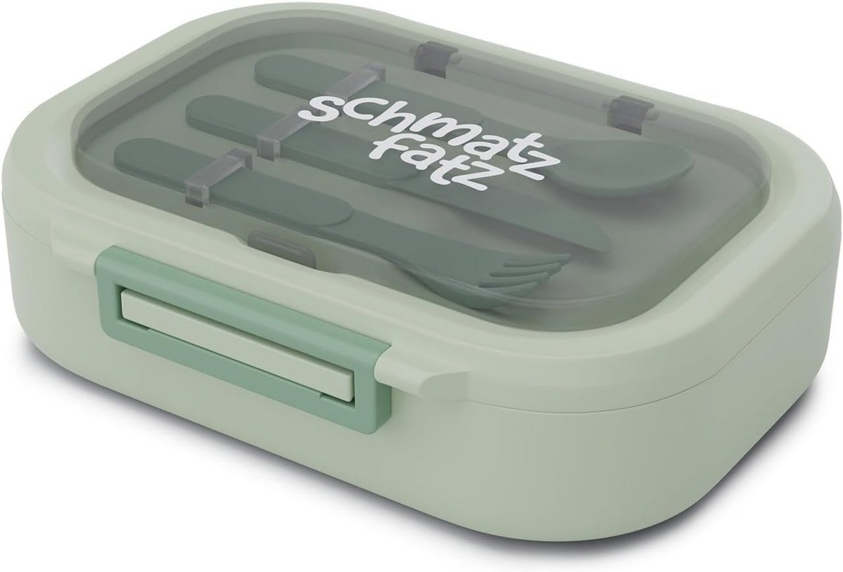 Duurzame Bento Box voor Kinderen – 3 Vakken, Vaatwasmachinebestendig, Incl. Bestek, Mosgroen