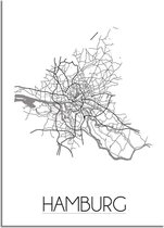 DesignClaud Hamburg Plattegrond poster A4 + Fotolijst zwart