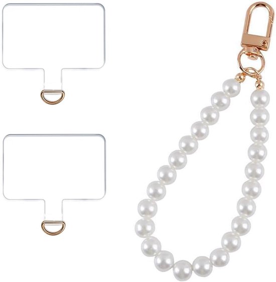 VICZON Telefoon Lanyards met kralen korte parel metalen ketting anti-verloren mobiele telefoon ketting