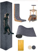 Cuttable Self Adhesive Cat Scratching Mat - 200x40cm - Replacement for Cat Tree/ Tower (Dark Grey, 1 Piece)