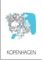 DesignClaud Kopenhagen Plattegrond poster A3 + Fotolijst zwart