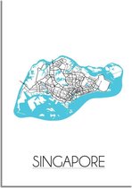 DesignClaud Singapore Plattegrond poster A4 + Fotolijst wit