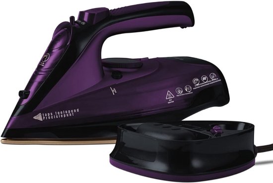 Zylo® Strijkijzer Draadloos - Strijkijzer - Stomer Kleding - Paars - 33cm x 12cm x 1cm