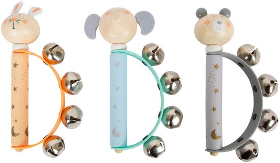 Small Foot - Houten Baby Tamboerijn Dier Pastel