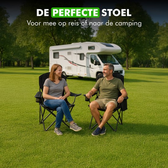 Travelhawk Campingstoel XL - Opvouwbaar - Comfortabele Vouwstoel - 158 kg draagvermogen - Drankhouder - Koelvak - Visstoel - Klapstoel - Zwart van Travelhawk — afbeelding 4